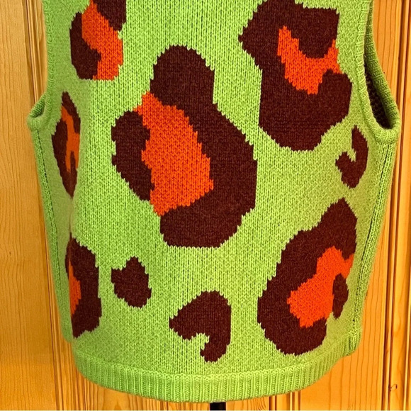 The Slow Love Gilet Green Leopard Print Vest SZ-L/XL - Picture 7 of 10